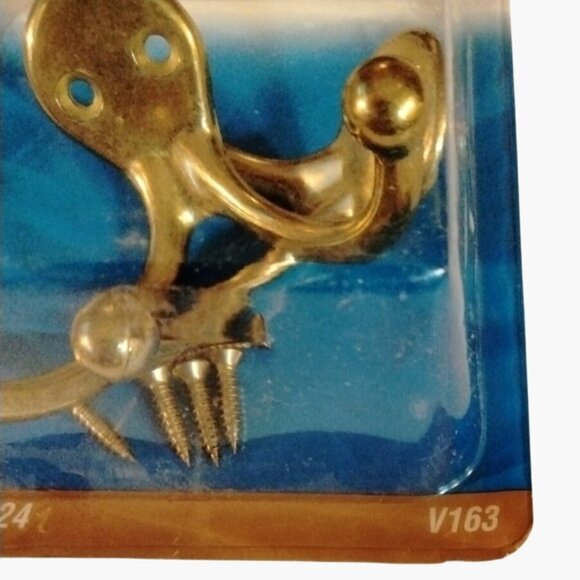 National Double Clothes Hooks Brass Finish N199 224 Die Cast - Picture 3 of 8